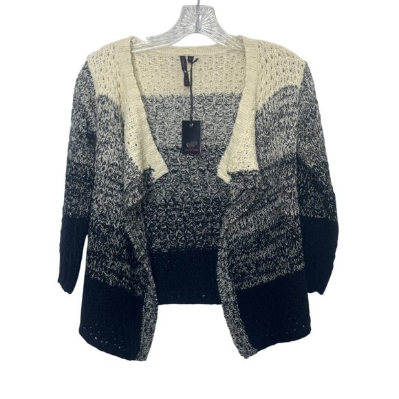 Poof! Girl Open Front Cardigan Sweater Girls Small Black Tan New Ombre - Picture 1 of 8